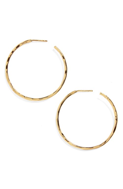 Medium Hammered Hoop Earrings in Gold