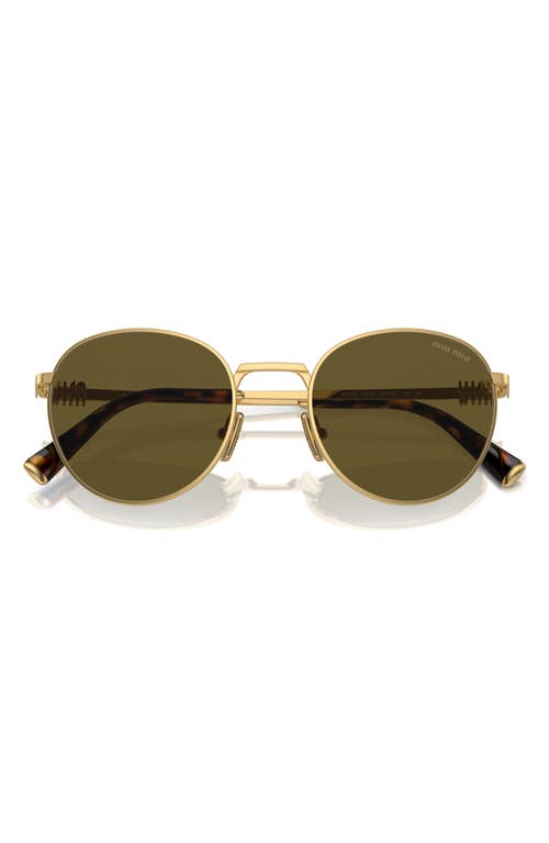 Miu Miu 50mm Round Sunglasses In Dark Brown