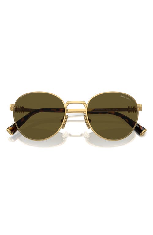 Shop Miu Miu 50mm Round Sunglasses In Dark Brown