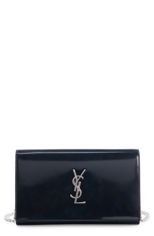 Saint Laurent Cassandre Leather Wallet On A Chain In Black
