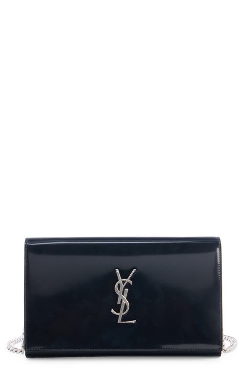 Shop Saint Laurent Cassandre Leather Wallet On A Chain In Nero/nero