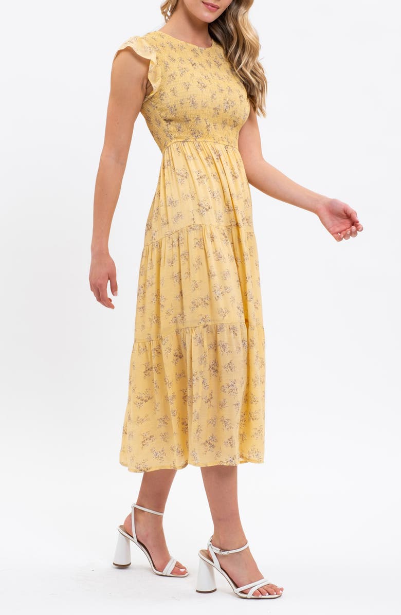 Blu Pepper Floral Smocked Tiered Midi Dress Nordstromrack
