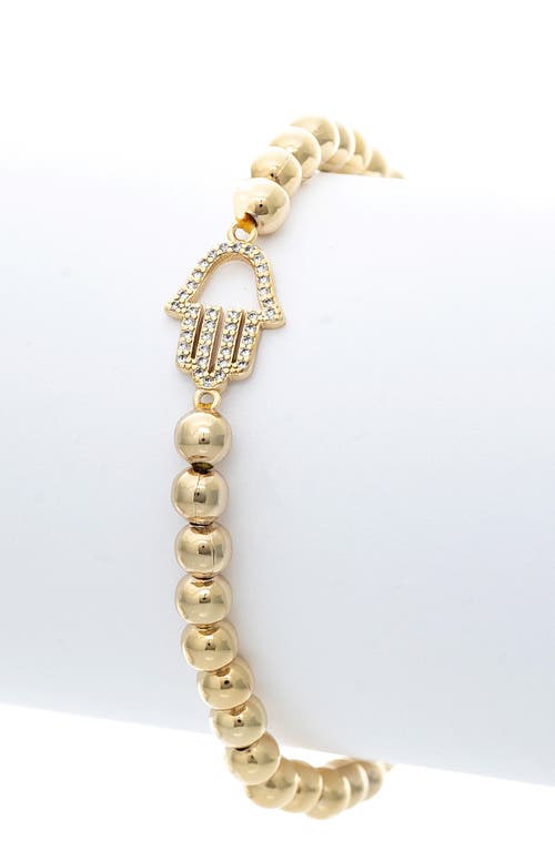 Rivka Friedman Hamsa Cz Beaded Bracelet In 18k Gold Clad