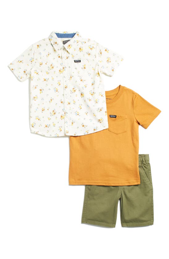 Shop Buffalo Kids' 3-piece Shirts & Shorts Set In Olive