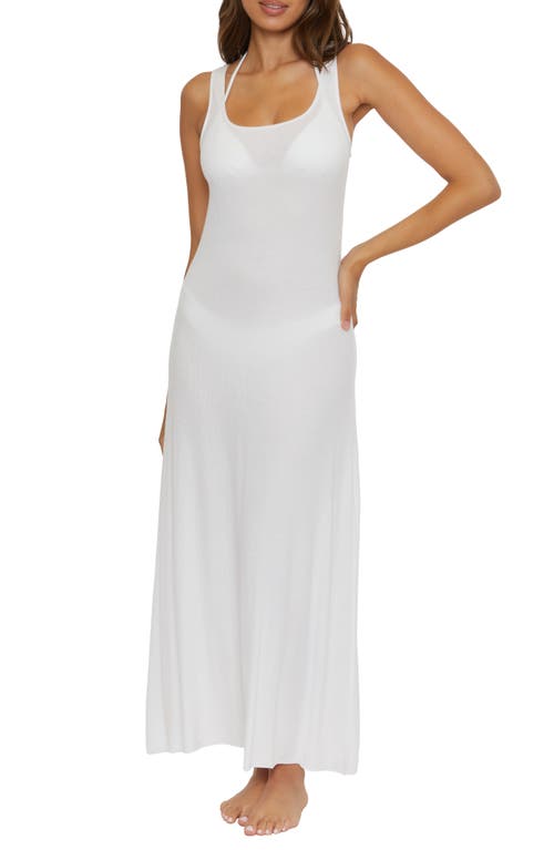 Mykonos Semisheer Ribbed Cover-Up Maxi Dress in White