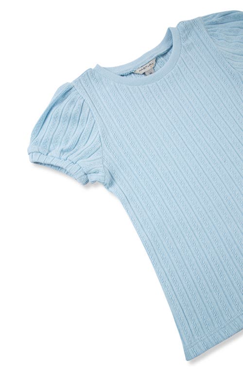 Shop Habitual Kids Kids' Pointelle Puff Sleeve Top In Light Blue