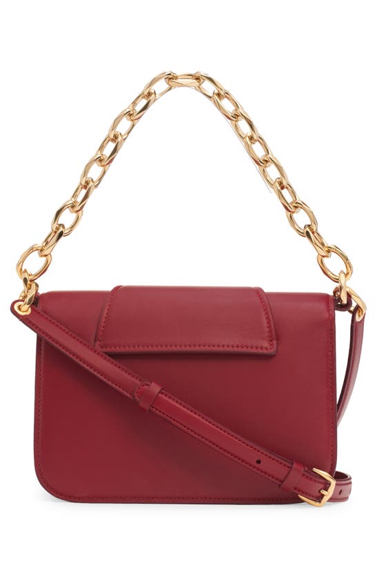 Shop Valentino Garavani Small Vlogo Leather Shoulder Bag In Deep Scarlet