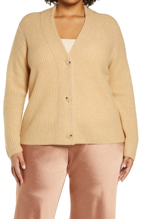 Vince Raised Collared Wool & Cashmere-blend Cardigan In Light Brass