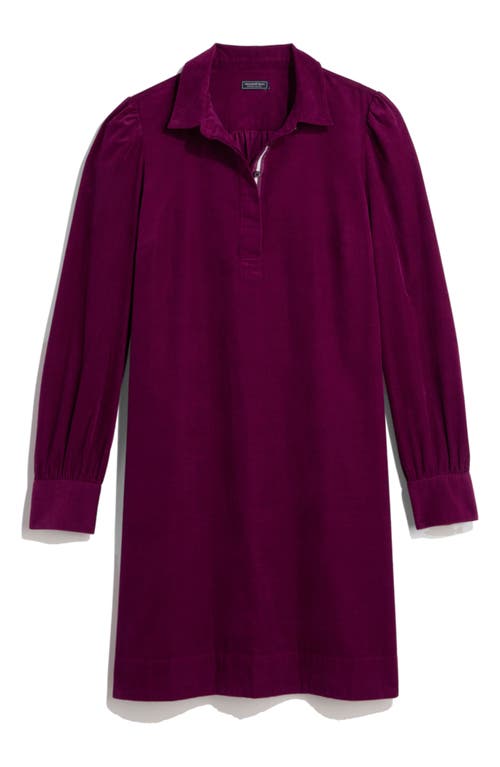 Vineyard Vines Long Sleeve Cotton Corduroy Popover Dress In Dark Plum