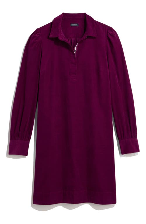 Shop Vineyard Vines Long Sleeve Cotton Corduroy Popover Dress In Dark Plum