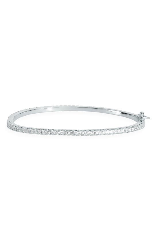 Nordstrom Rack Cubic Zirconia Hinged Bangle Bracelet In Clear- Silver