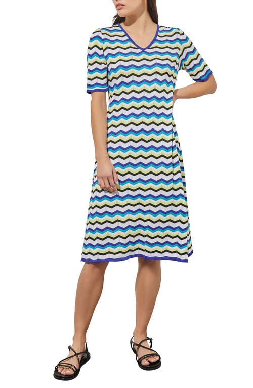 Ming Wang Chevron Stripe Knit Dress Saphire at Nordstrom,