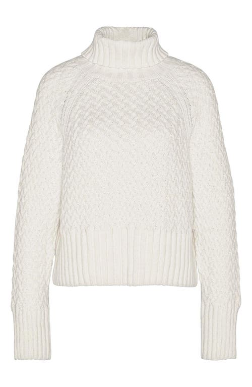 Shop Barbour Malton Basket Texture Turtleneck Sweater In Ecru Beige