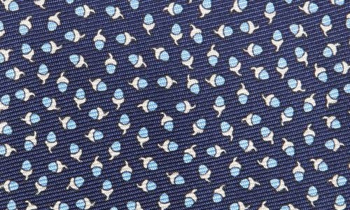 Zegna Ties Acorn Print Silk Tie In Navy