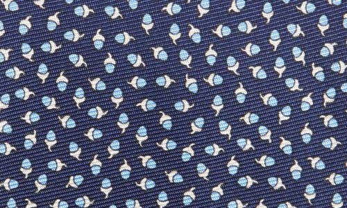 Shop Zegna Ties Acorn Print Silk Tie In Navy