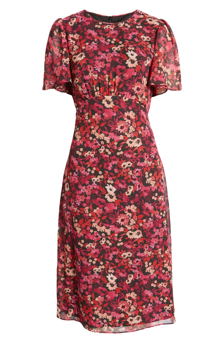 Julia Jordan Floral Flutter Sleeve Empire Waist Chiffon Dress | Nordstrom