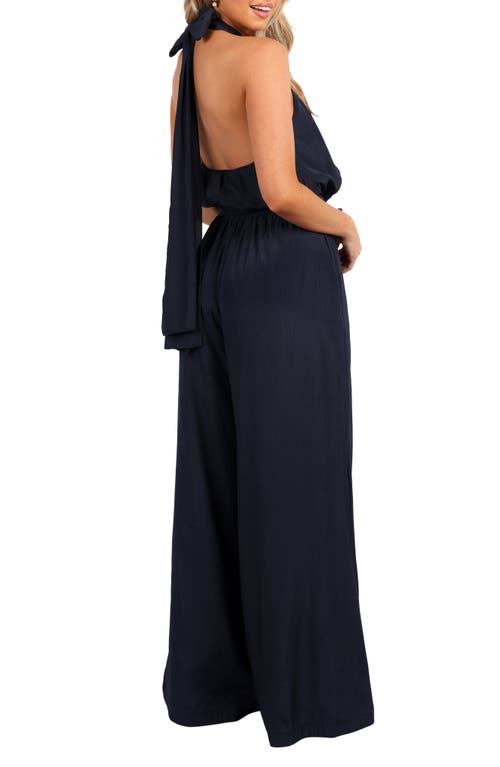 Petal And Pup Petal & Pup Lelia Halter Neck Wide Leg Jumpsuit In Blue