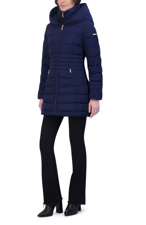 Laundry By Shelli Segal Quarter Bibbed Puffer Jacket In Evening Blue