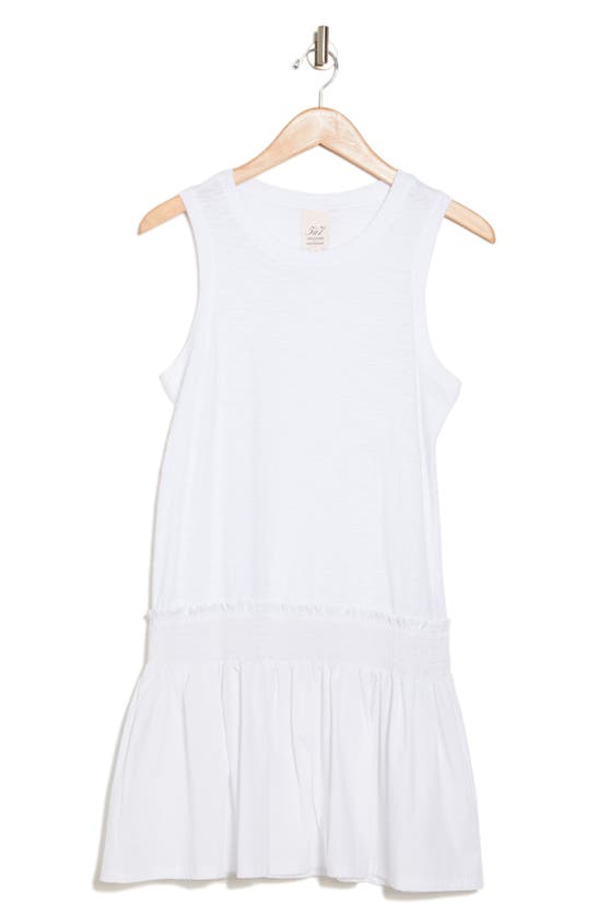 Shop Cinq À Sept Betsie Smocked Drop Waist Minidress In White
