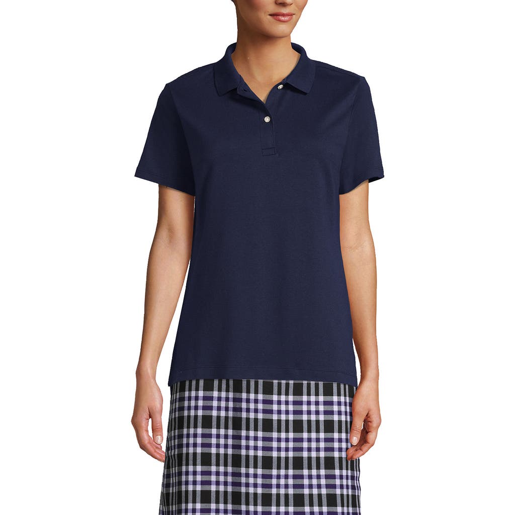 Lands' End School Uniform Short Sleeve Feminine Fit Interlock Polo Shirt In Classic Navy