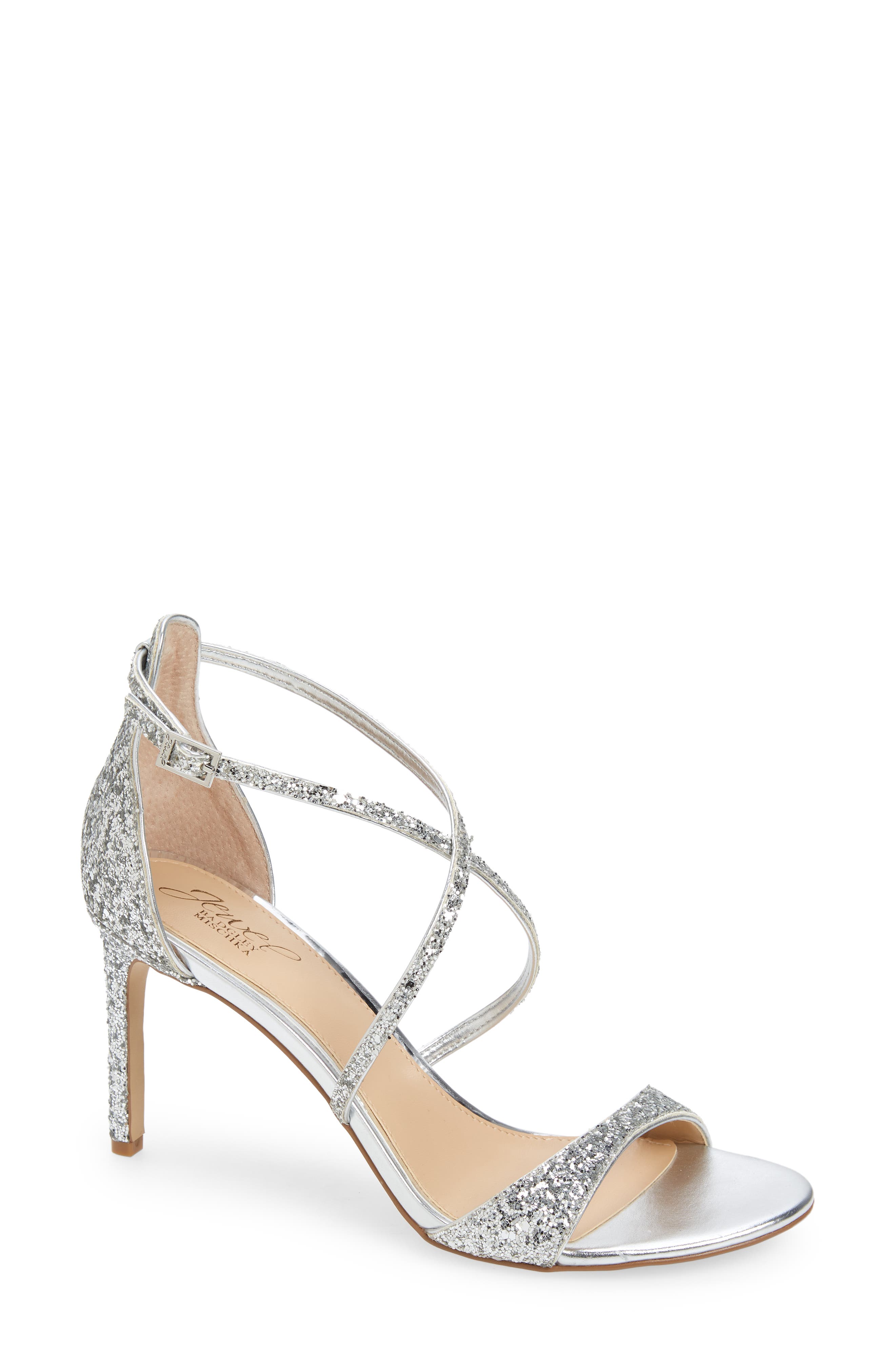 silver sandals with diamonds