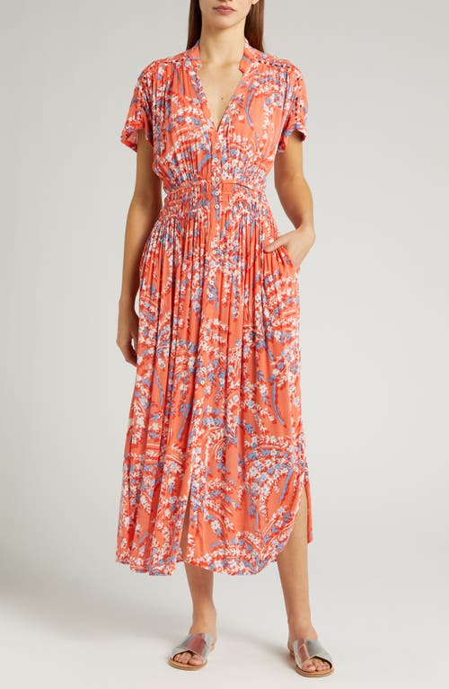 Poupette St Barth Becky Floral Cover-Up Dress Orange Palmery at Nordstrom,