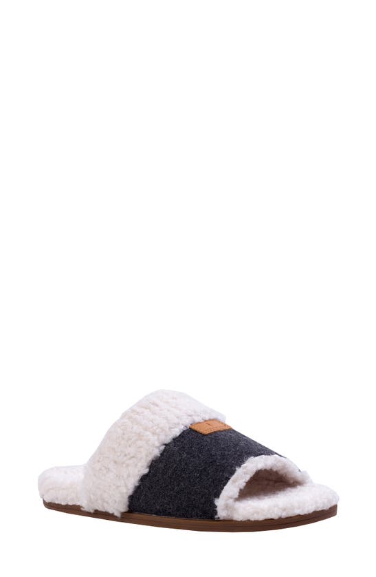 Revitalign Juniper Orthotic Faux Shearling Trimmed Open Toe Slipper In Black