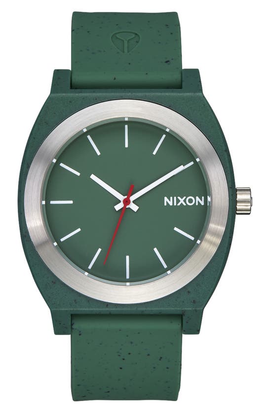 Nixon Time Teller Opp Silicone Strap Watch, 39.5mm In Olive Speckle