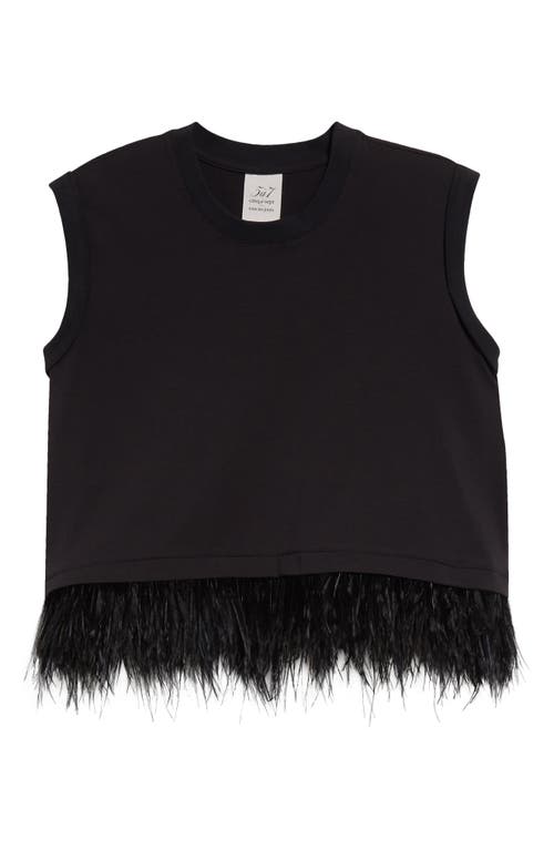 Shop Cinq À Sept Feather Trim Crop Top In Black