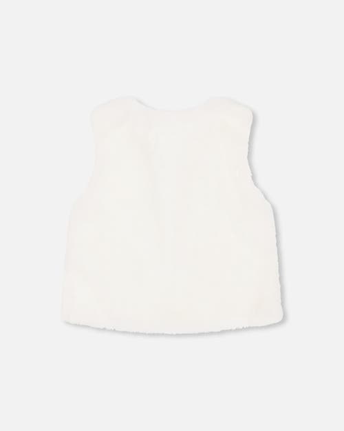 Deux Par Deux Little Girl's Faux Fur Vest Off White In Off White
