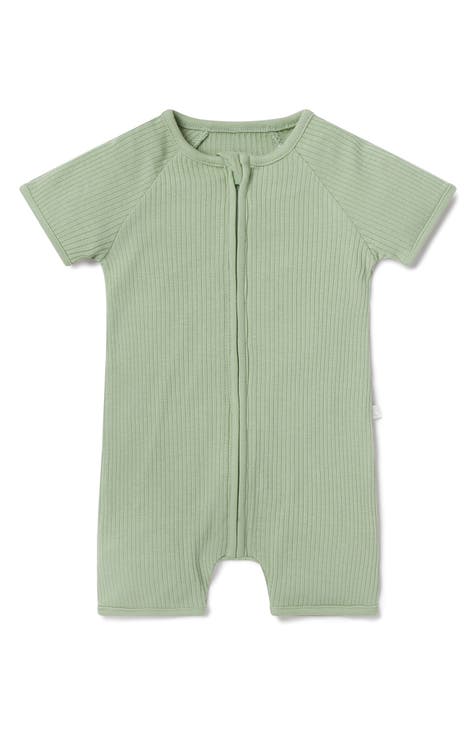 Rib Fitted One-Piece Short Pajamas (Baby)