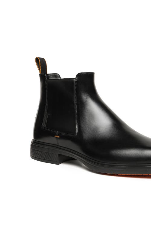 Santoni Elastic-panel Leather Boots In Black