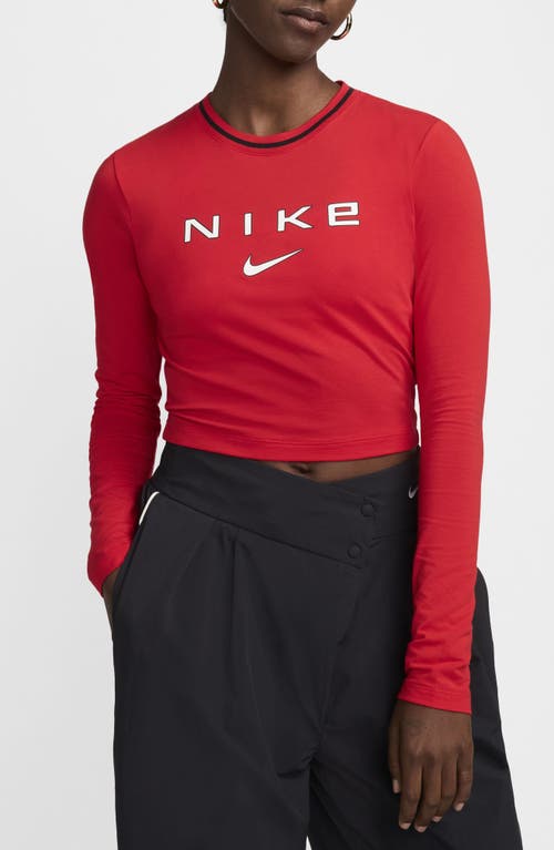 Shop Nike Sportswear Chill Slim Long Sleeve Crop T-shirt In University Red