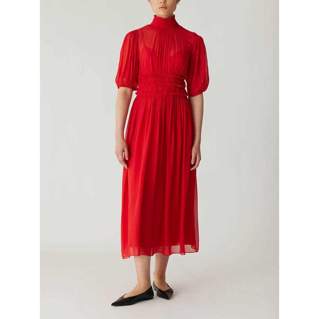 REBECCA TAYLOR REBECCA TAYLOR VISCOSE CHIFFON SMOCKED WAIST DRESS