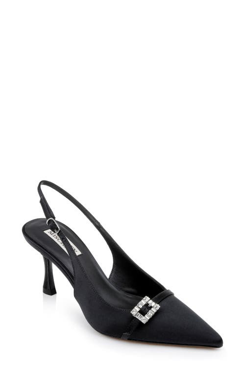 Shop Badgley Mischka Collection Annmarie Slingback Pointed Toe Pump In Black Satin