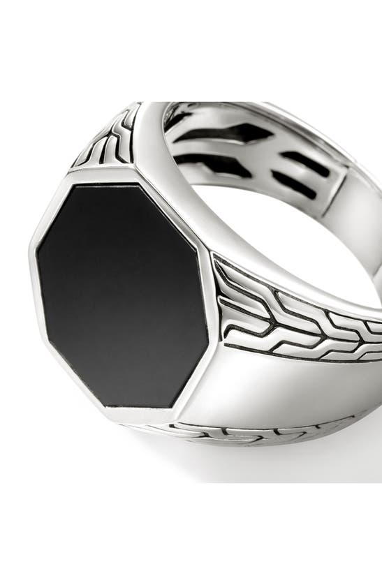 Shop John Hardy Octagon Signet Ring, Sterling Silver In Silver/black