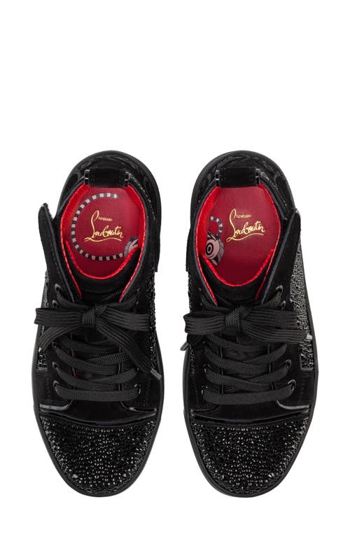 Shop Christian Louboutin Funnytopi Crystal Embellished High Top Sneaker In Black/jet