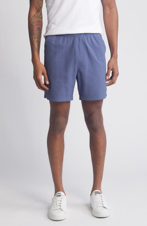 Performance Seersucker Shorts in Blue Indigo