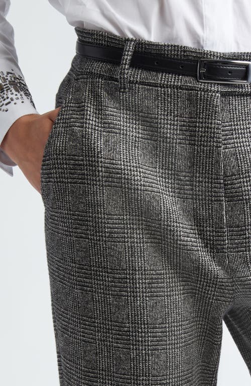 Shop Max Mara Studio Gerico Slim Fit Belted Check Trousers In Medium Grey