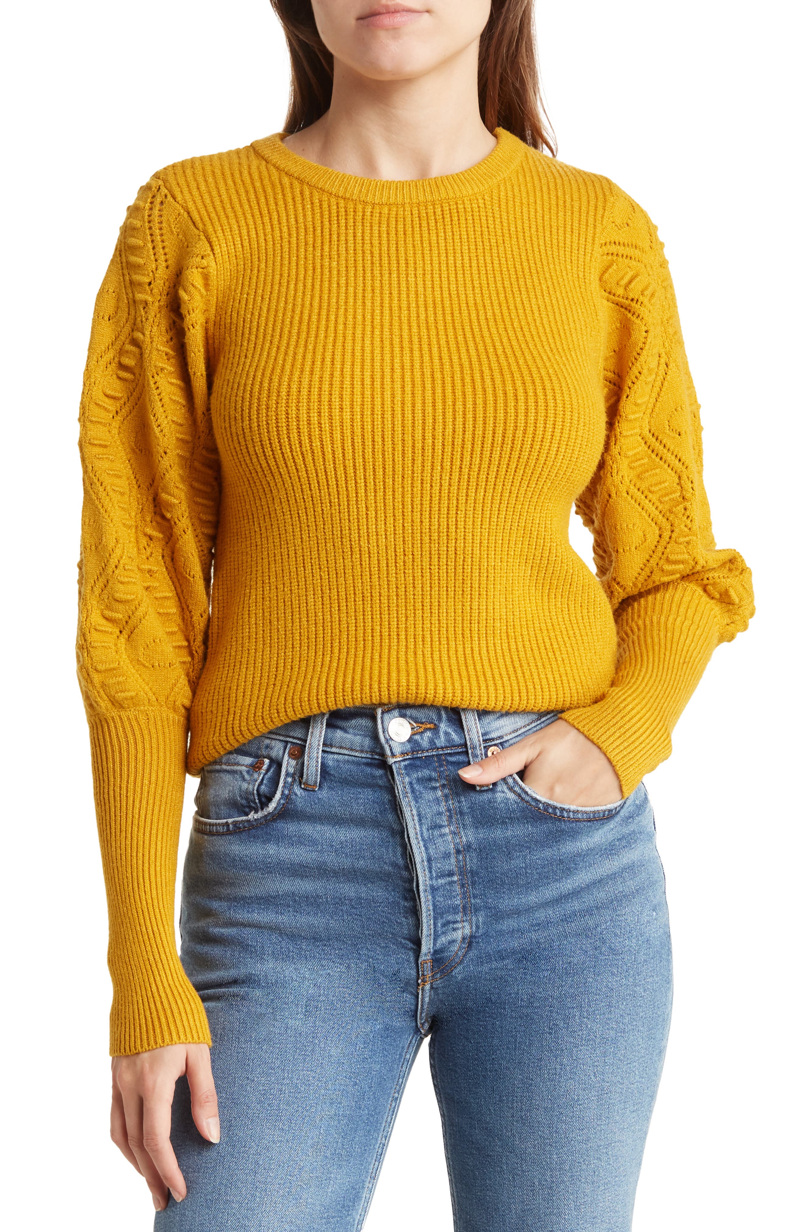 Belldini Pointelle Balloon Long Sleeve 