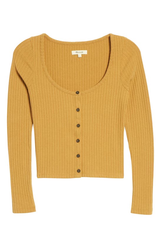 Madewell Ribbed Cardigan Crop T-shirt In Toffee