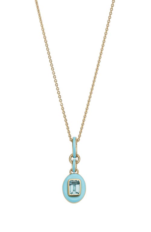 The Stone Charm Necklace in Aquamarine