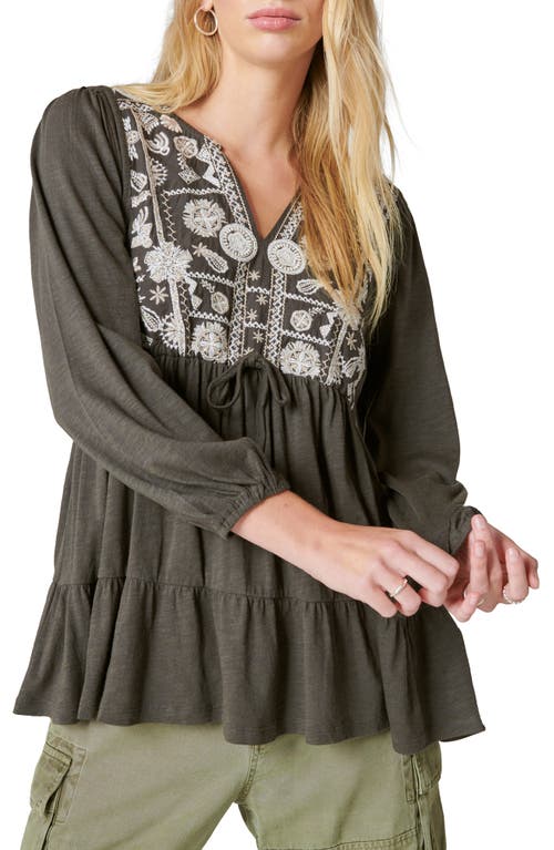 Lucky Brand Embroidered Long Sleeve Top at Nordstrom,