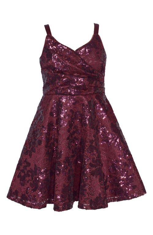 Iris & Ivy Kids' Sequin Fit & Flare Party Dress In Wine