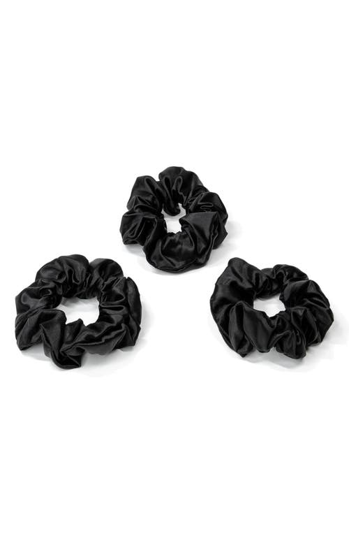 3-Pack Silk Scrunchies in Black