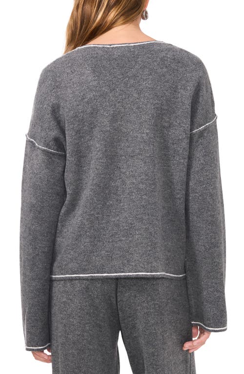 Shop 1.state Contrast Seam V-neck Sweater In Salt/pepper Heather