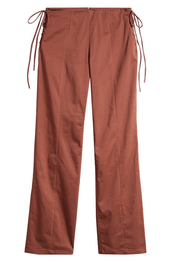Shop Mistress Rocks Lace-up Stretch Cotton Twill Pants In Coffee Bean