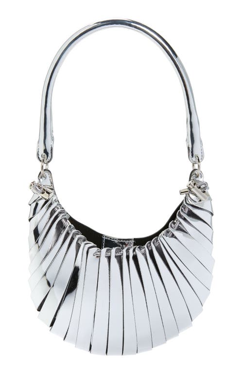 Coperni Mini Petal Metallic Faux Leather Top Handle Bag in Silver at Nordstrom