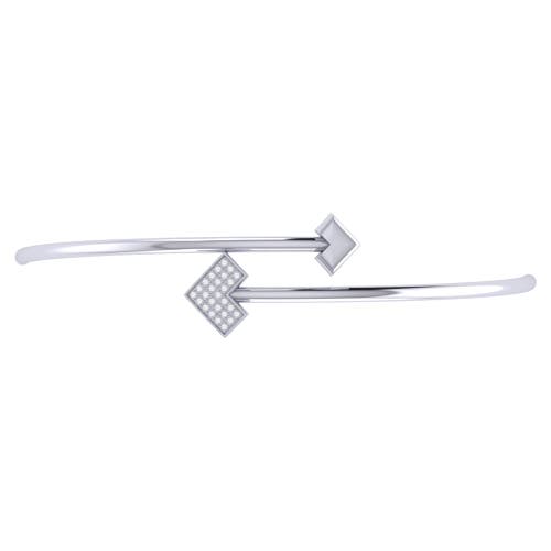 Luvmyjewelry One Way Arrow Sterling Silver Diamond Bangle In Silver