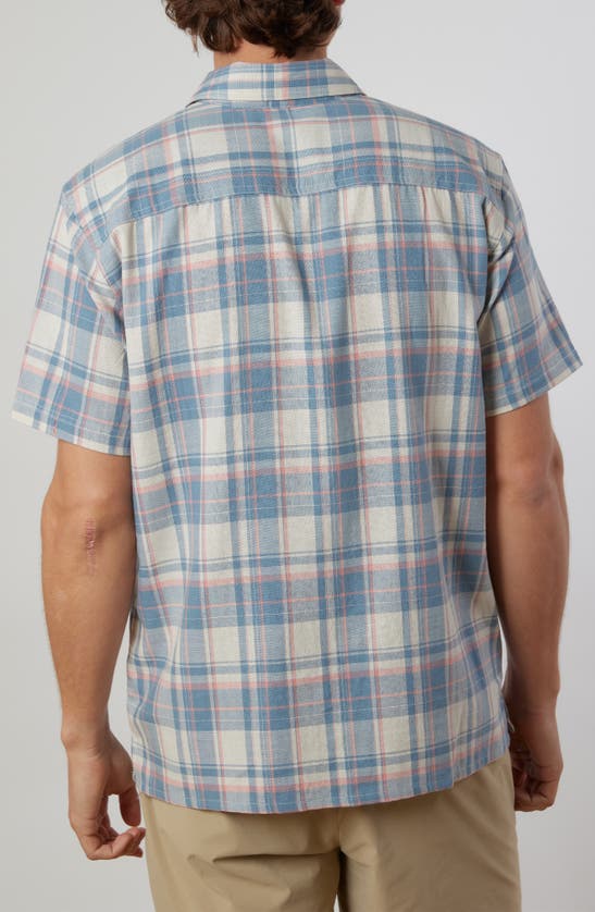 Shop Rainforest Old Harbour Plaid Cotton Short Sleeve Button-up Shirt In Crme/ Blue/ Salmon